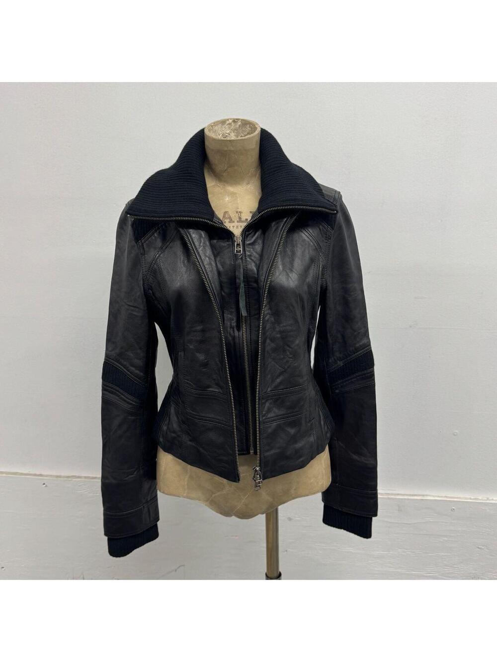 Vintage Black Double Layer Avant Garde Leather Jacket